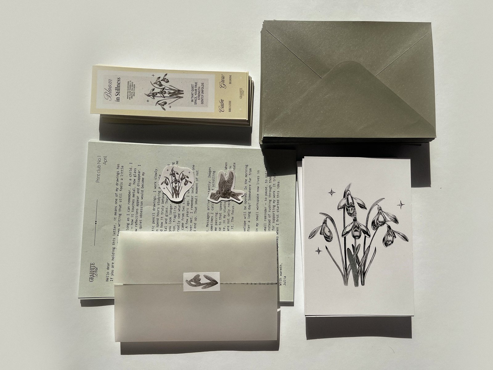 Original pencil drawing and handwritten letter from Graphite Post